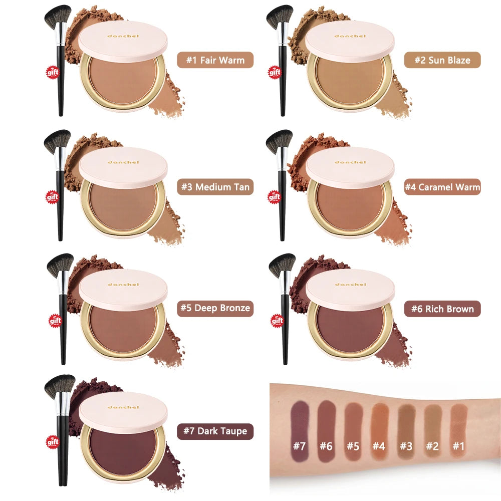Soft Matte Bronzer Powder Natural Warm Glow Silky Smooth Contouring Shading Powder Long Lasting 3D Face Makeup With Brush Makeup HIP