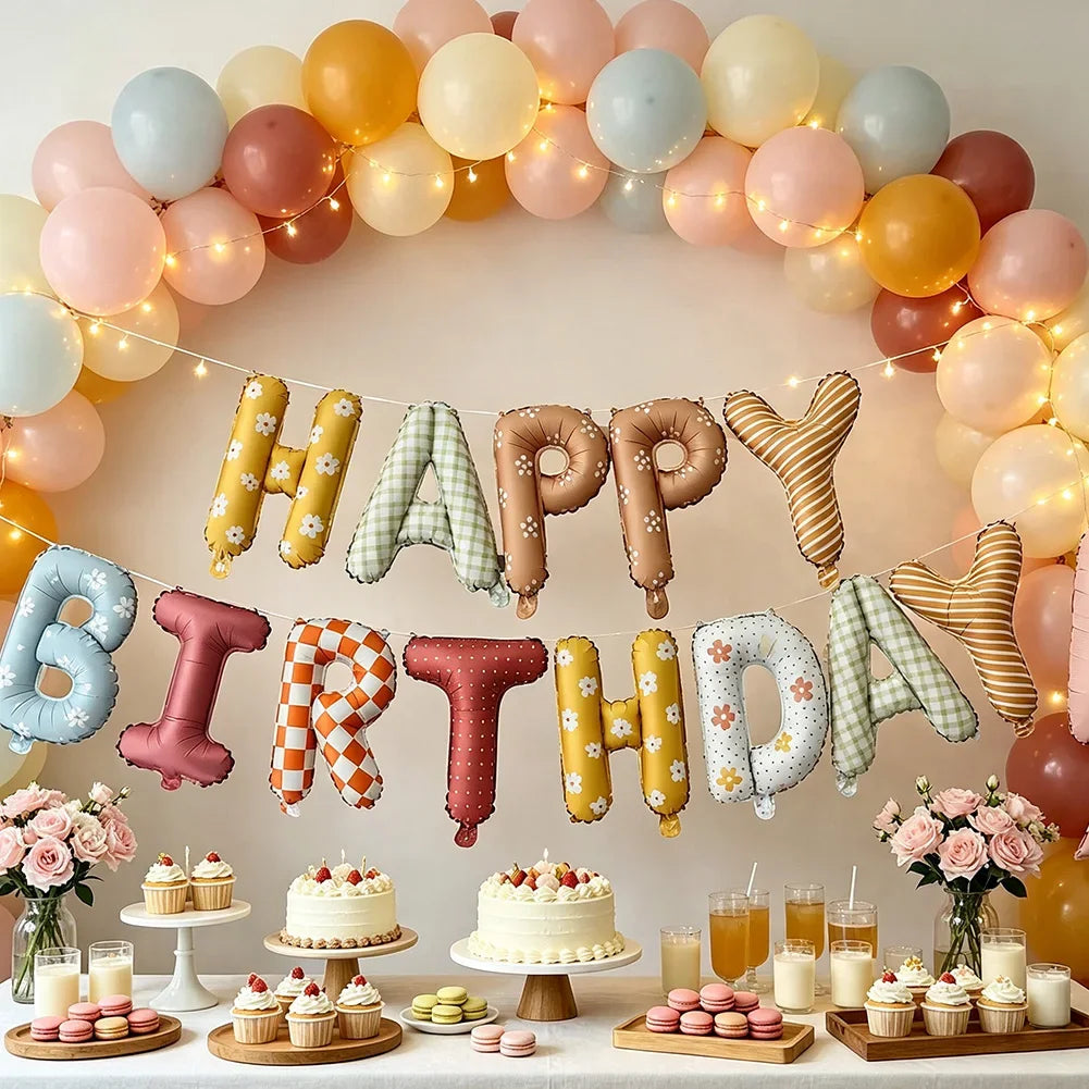 16 Inch Birthday Wishes Foil Balloon Banner Reusable for Birthday Party Scenes Aluminum Foil Balloon Kit Decorative Items HIP