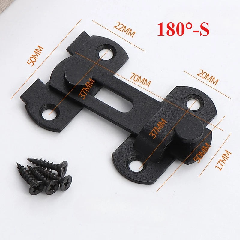 Sliding Barn Door Latch – Hook & Eye Bolt Lock 3" & 4" Door Latch Hardware HIP C254-Black 180-S 1PC