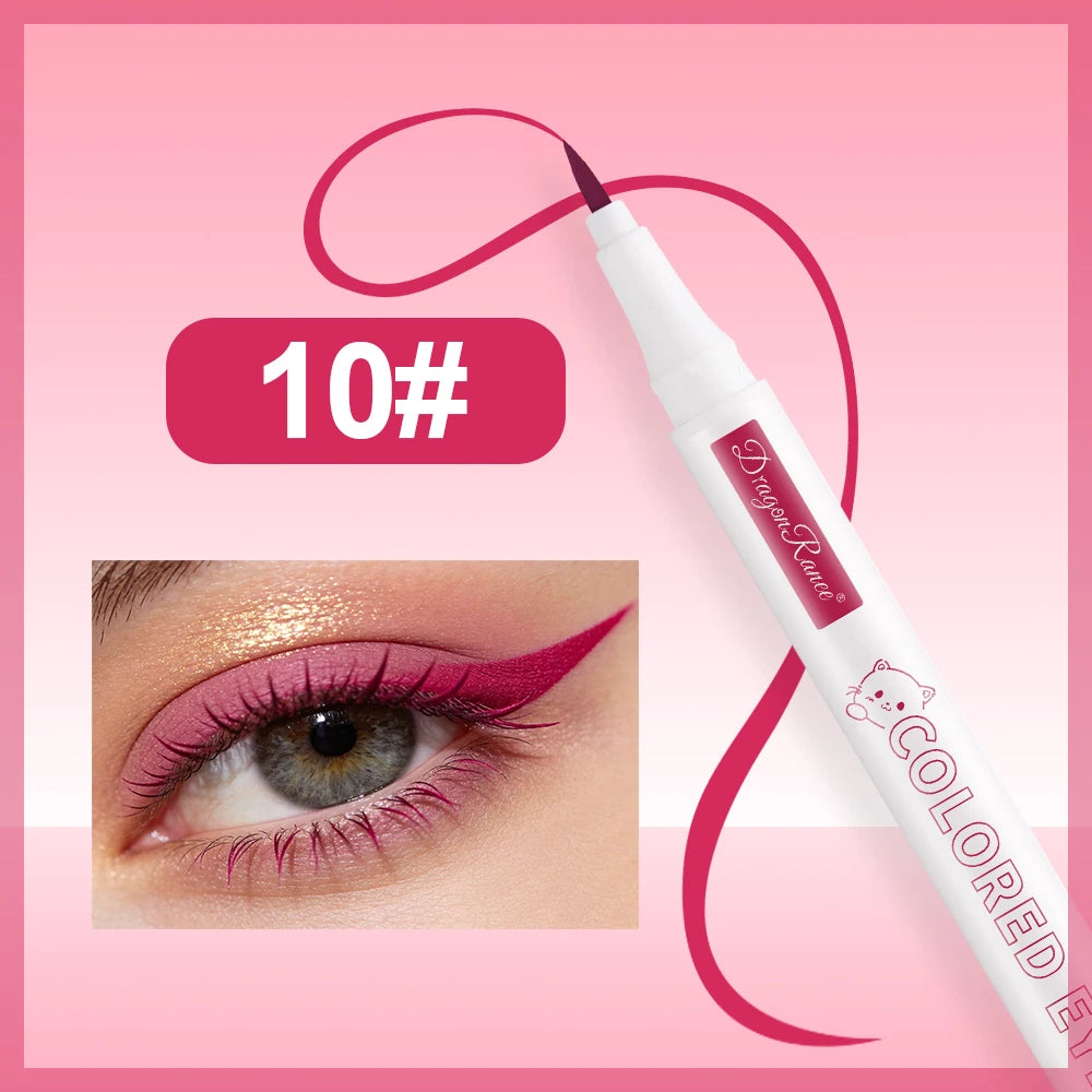 10 Colors Cute Kitten Colored Liquid Eyeliner Pen Quick-Dry Waterproof Eye Liner for Beginners Vibrant Long-Lasting Eye Makeup HIP 10