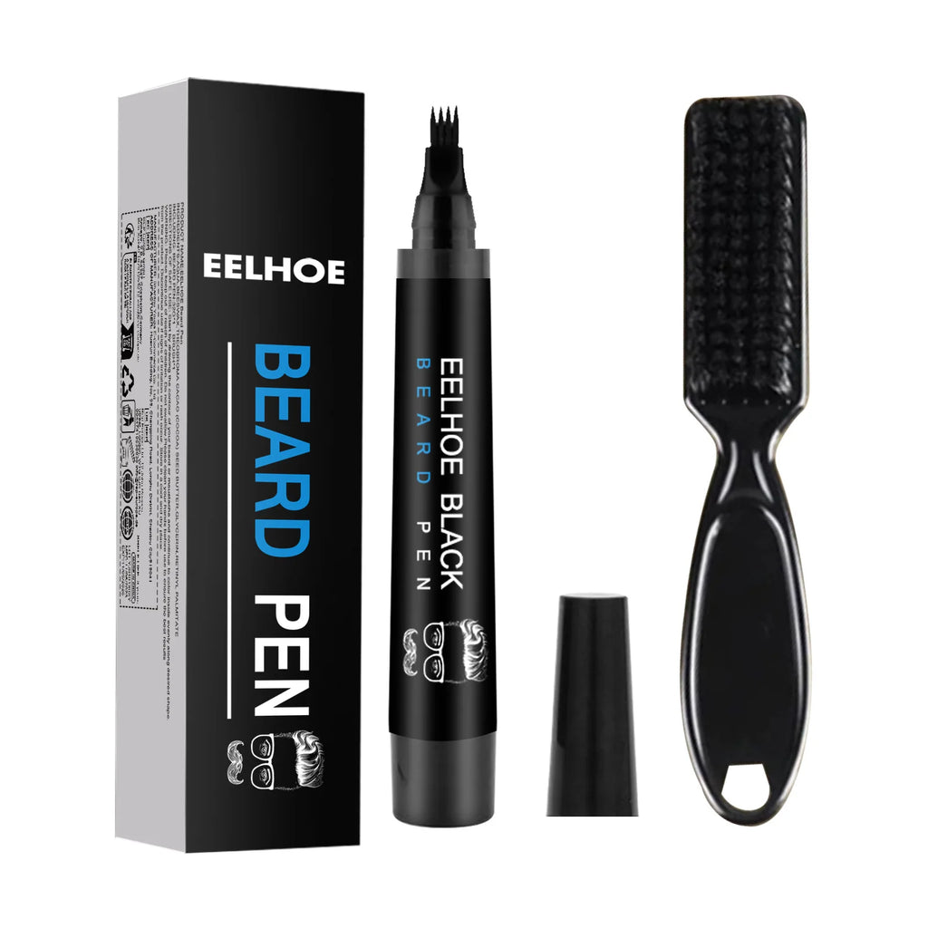 Beard Filling Pen Kit Four Prong Beard Filler Pencil With Beard Brush Waterproof Male Moustache Repair Shaping Coloring Pen HIP
