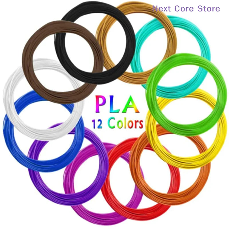 3D Pen Filament 12 Colors 1.75mm PLA – DIY Art Refill Set 3D Pen Filament HIP