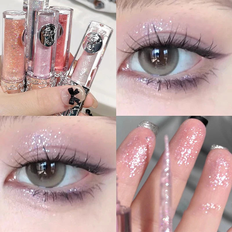 Silicone Brush Liquid Eyeshadow Pearlescent Shimmer Long Lasting Monochrome Pearly Fine Sparkling Sequins Eye Shadow Highlighter HIP 01