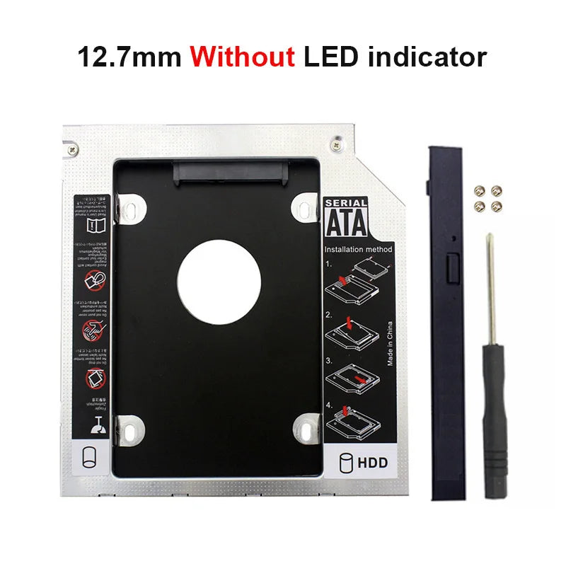 OULLX HDD Caddy Optical Bay 9mm 9.5mm 12.7mm SATA SSD Enclosure Laptop HDD Caddy HIP 12.7mm No LED