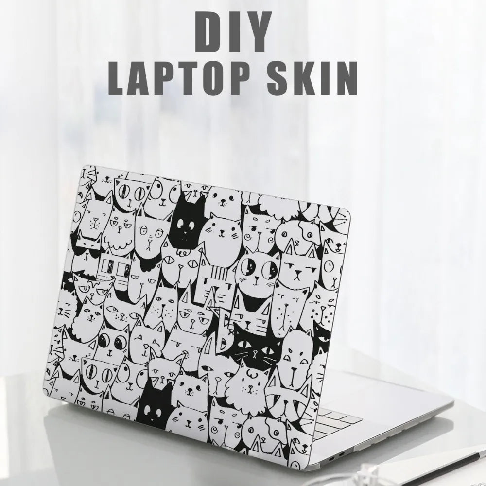 Cute Cat 15" Laptop Skin – A+C Side Cover, Waterproof PVC Laptop Skin Decal HIP 3