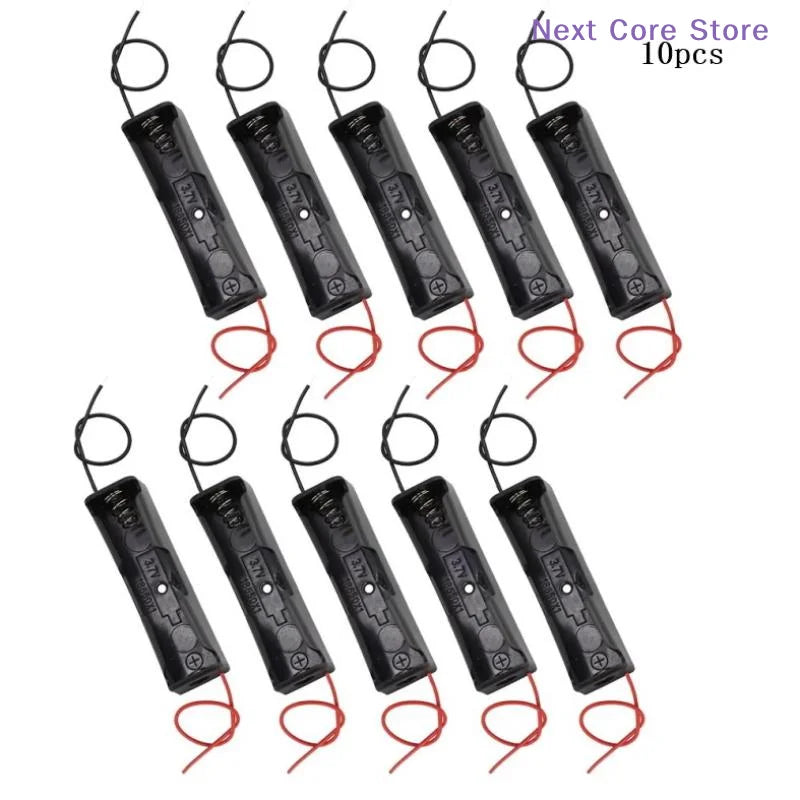 10-Pack 18650 Battery Holder Cases with Wire Leads | 1 Bay Battery Holder Case HIP