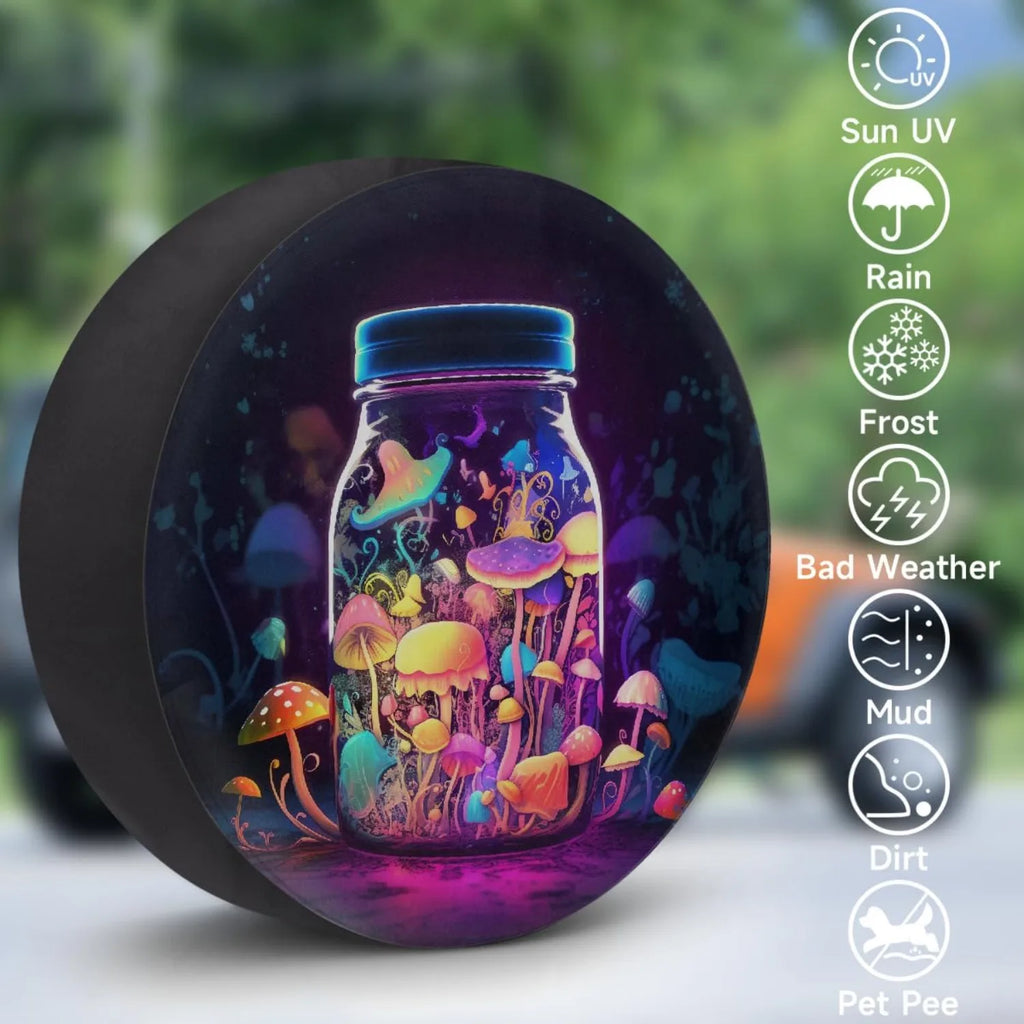 Psychedelic Mushroom Spare Tire Cover – SUV RV Wheel Protector Spare Tire Cover HIP