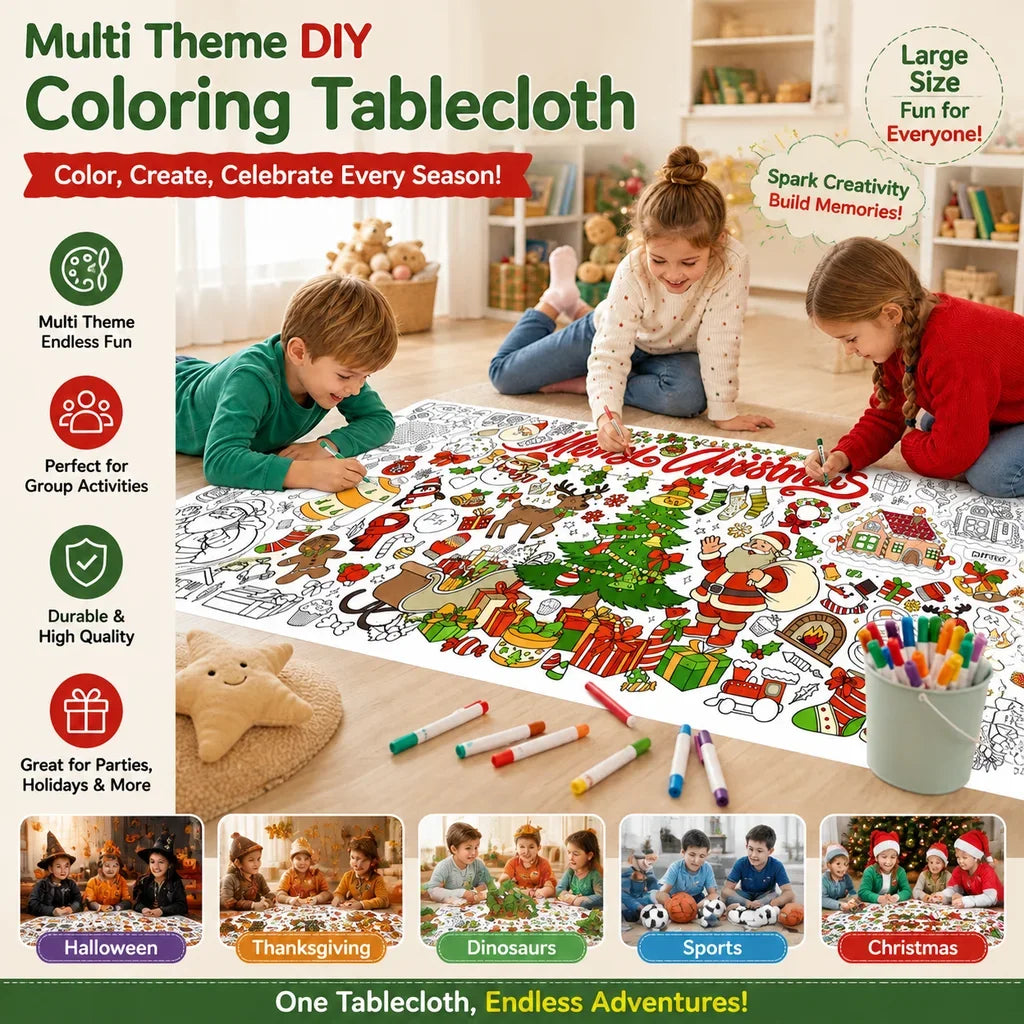 Halloween Christmas Thanksgiving Dinosaur Sports Large Drawing Mat Multi Theme DIY Coloring Tablecloth For Home & School HIP