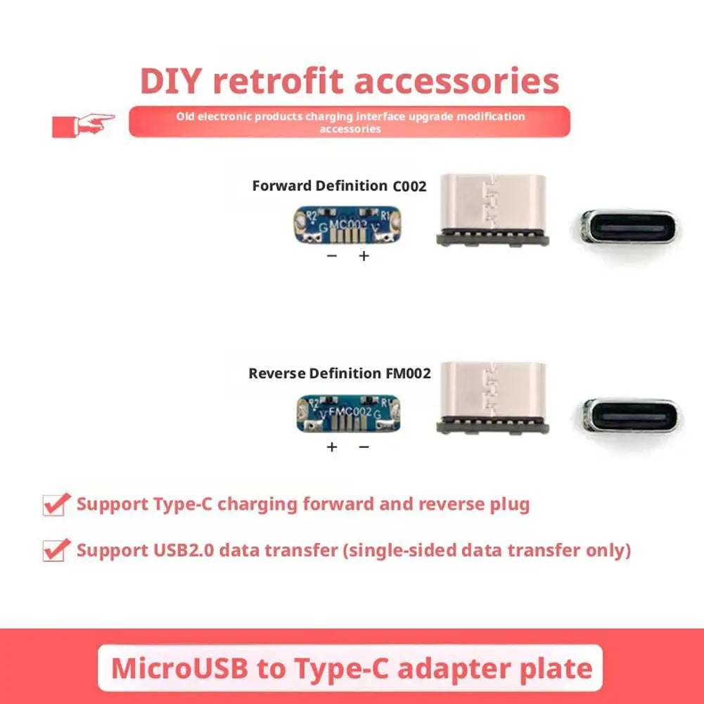 5pcs M85K Micro USB to Type C Adapter Set USB Connector Type C Female Jack 5Pin SMD For PCB Soldering DIY Repair Adapter HIP
