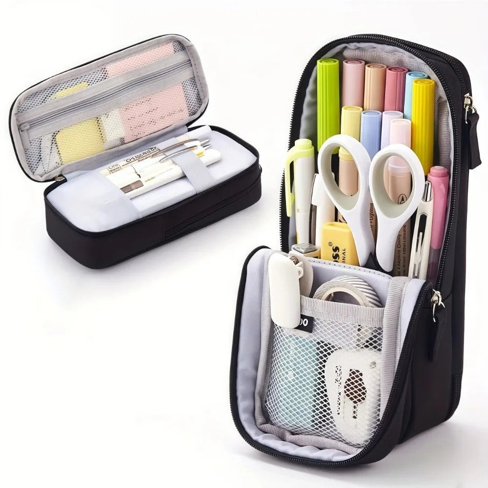Foldable Canvas Pencil Case – Large Double-Layer Pencil Pouch Canvas Pencil Case HIP
