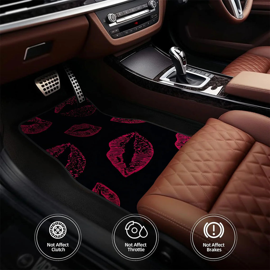 Pink Lip Print Car Floor Mats 4-Piece | All-Weather Non-Slip Car Floor Mats HIP