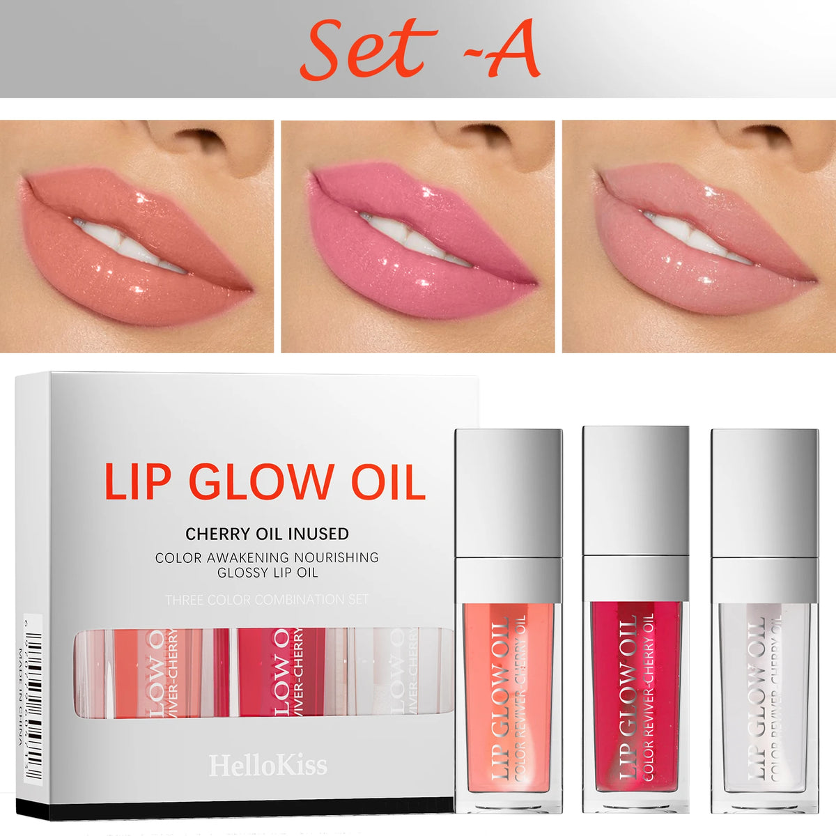 Crystal Jelly Moisturizing Lip Oil Set Plumping Lip Gloss Makeup Sexy Plump Lip Glow Oil Tinted Lip Plumper Set HIP 9901-A