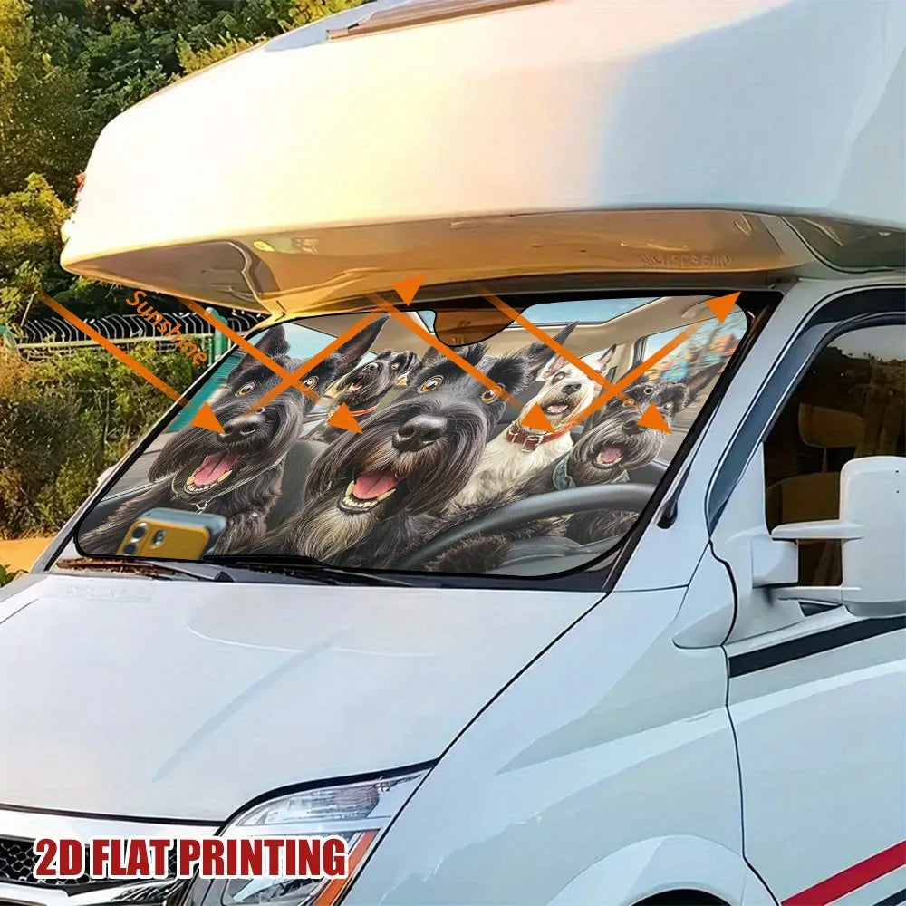 Scottish Terrier Car Sunshade – Funny 2D Print, Universal Fit Car Windshield Sunshade HIP