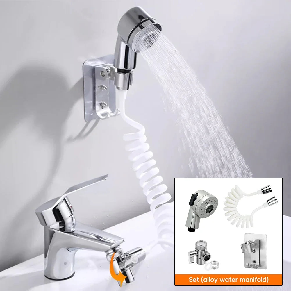 New Hand-held Faucet Faucet with Pull Out Spray External Shower Faucet Adapter Diverter Kit Tool Free Mounting Nozzle HIP