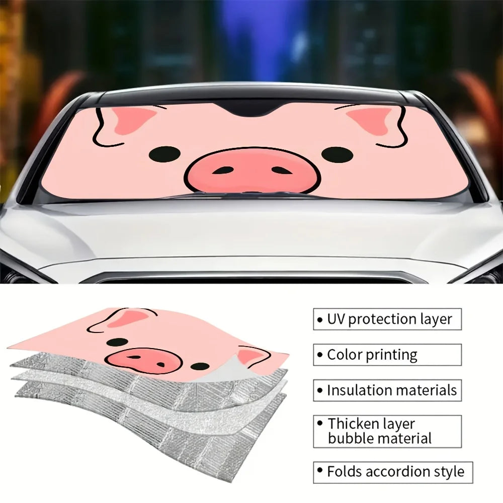 Cartoon Piggy Folding Car Windshield Sun Visor – Summer Car Sun Visor HIP