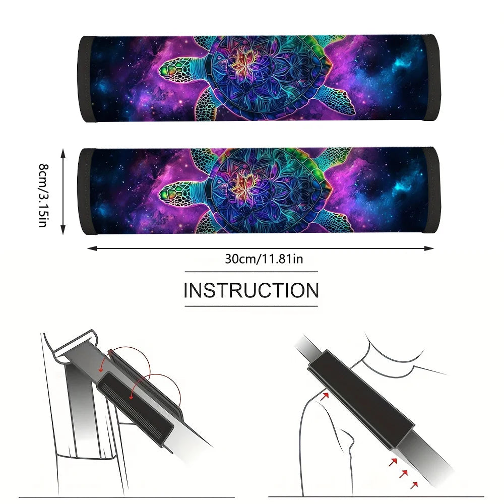 Sea Turtle Car Seat Belt Covers – Galactic & Mandala 2pcs Seat Belt Cover HIP