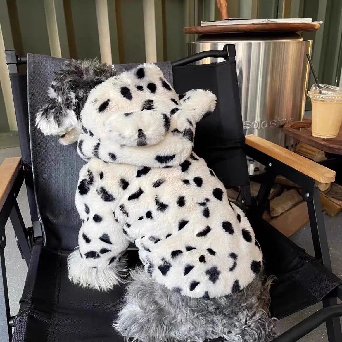 White Leopard Dog & Cat Hoodie – Warm Winter Pet Coat Pet Dog Hoodie HIP