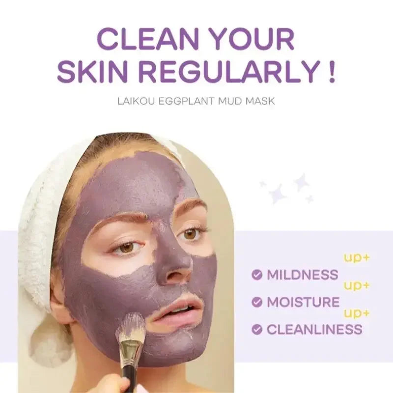 LAIKOU Sakura Eggplant Mud Mask 10pc – Pore Minimizer Clay Mud Face Mask HIP