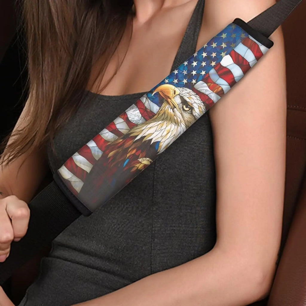 US Flag Eagle Seat Belt Shoulder Pad Cover – 2 Pack Seat Belt Cover HIP