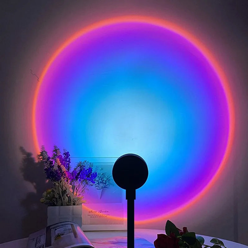 USB Sunset Lamp LED Rainbow Neon Night Light Projector Photography Wall Atmosphere Lighting for Bedroom Home Room Decor Gift HIP 18cm Rainbow
