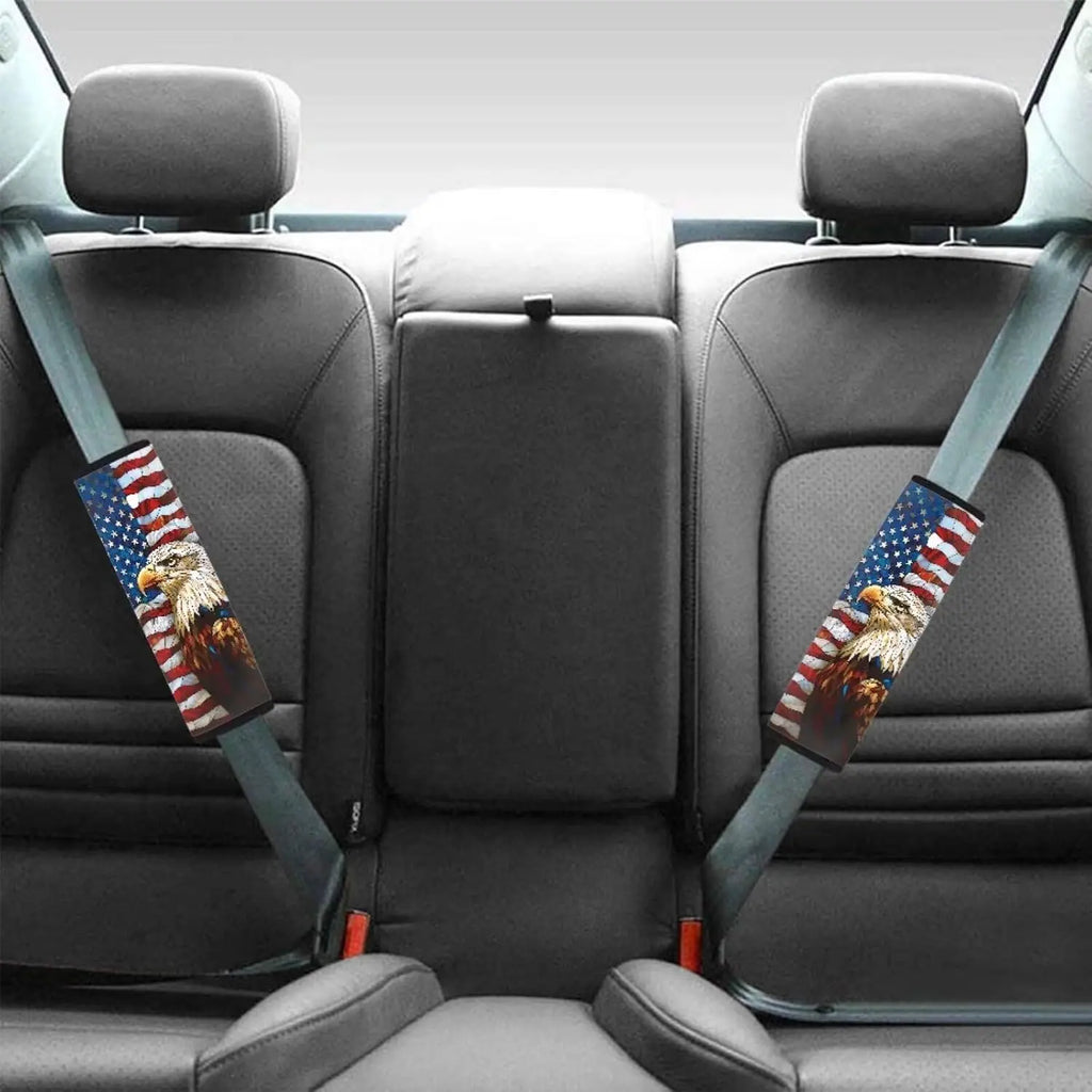 US Flag Eagle Seat Belt Shoulder Pad Cover – 2 Pack Seat Belt Cover HIP