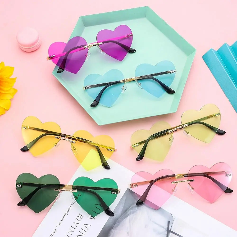 Rimless Heart Sunglasses – Vintage Metal Frame for Women Fashion Sunglasses HIP