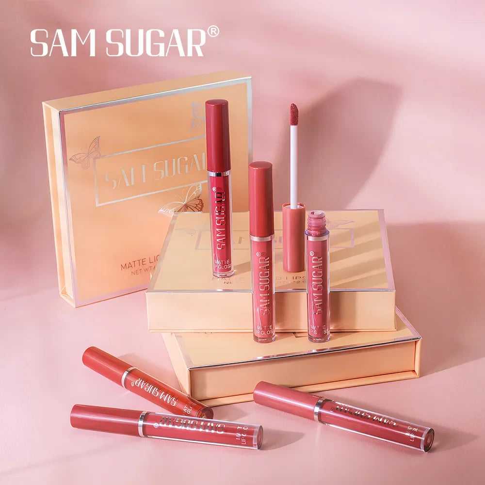 SAM SUGAR 6-Pc Matte Liquid Lipstick Set – Waterproof & Long Lasting Matte Liquid Lipstick Set HIP