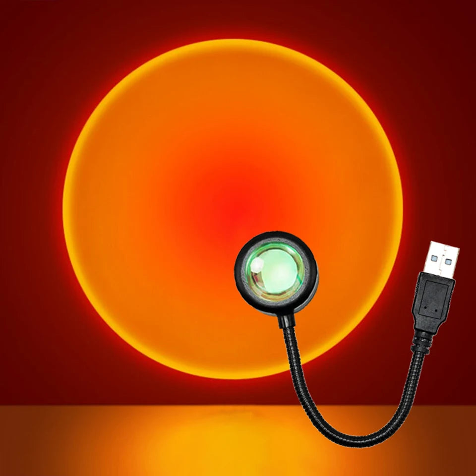 LED Sunset Lamp Nightlights USB Projector Birthday Party Decoration Mood Lights For Bedroom Living Room Wall Photography HIP Sunset Red USB Plug