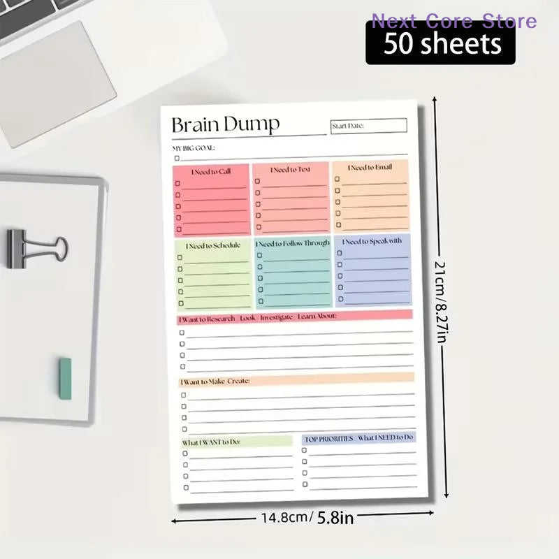 A5 Brain Dump Notebook – Undated To-Do List & Task Planner Planning Notebook HIP
