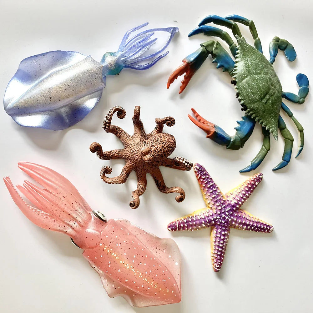 Cute Mini Soft Squid Starfish Marine Animal Model Ornament for Stress Relief Children's Education Gift Home Decoration HIP