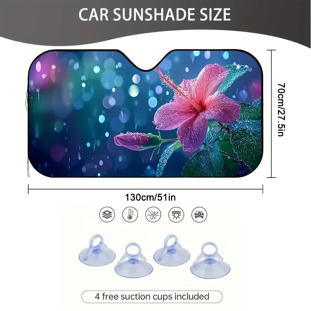Floral Polyester Car Windshield Sunshade – Full Coverage Car Windshield Sunshade HIP