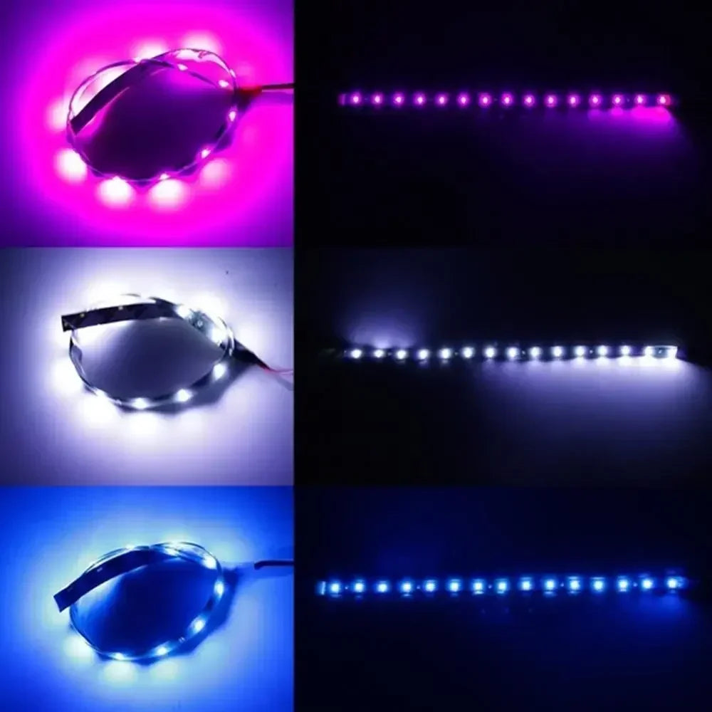 1Pair LED strip SMD3528 Waterproof Flexible 30CM Red Green Blue White Warm white Super bright car Styling decor stickers lamp HIP