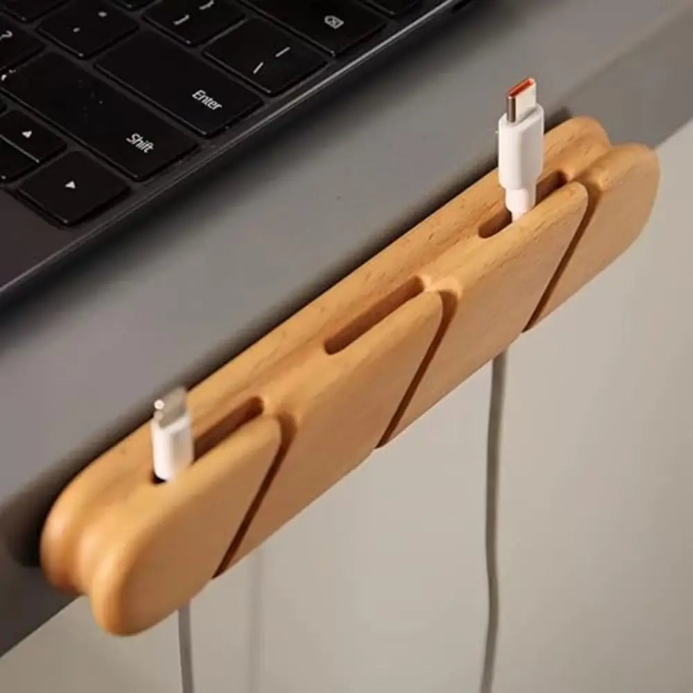 Wooden Cable Clamp Self-Adhesive Wire Organizer 2/3 Slots Cable Organizer Clip HIP