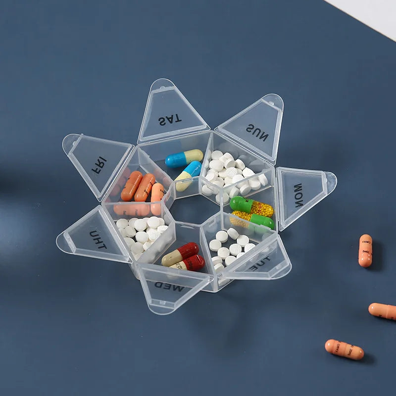 New H7-Days Weekly Portable Mini Pill Organizer Box, Portable Travel Pill Case for Medicine, Vitamins & Fish Oil Tablets HIP