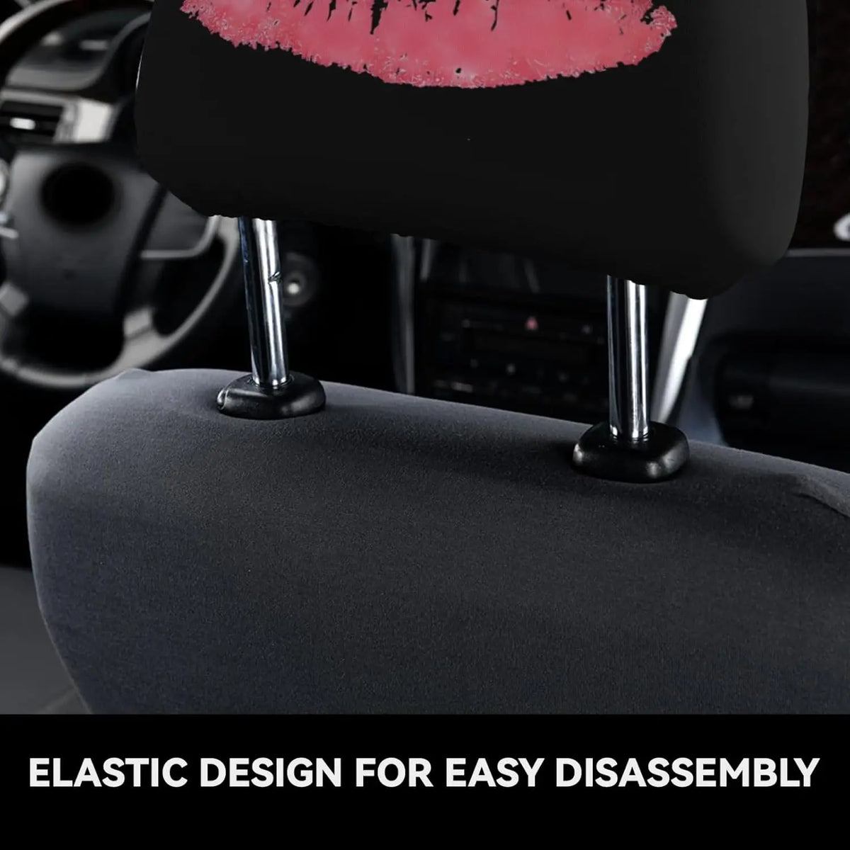 Glitter Pink Lips Car Headrest Covers – 2 Pack Universal Fit Car Headrest Cover HIP