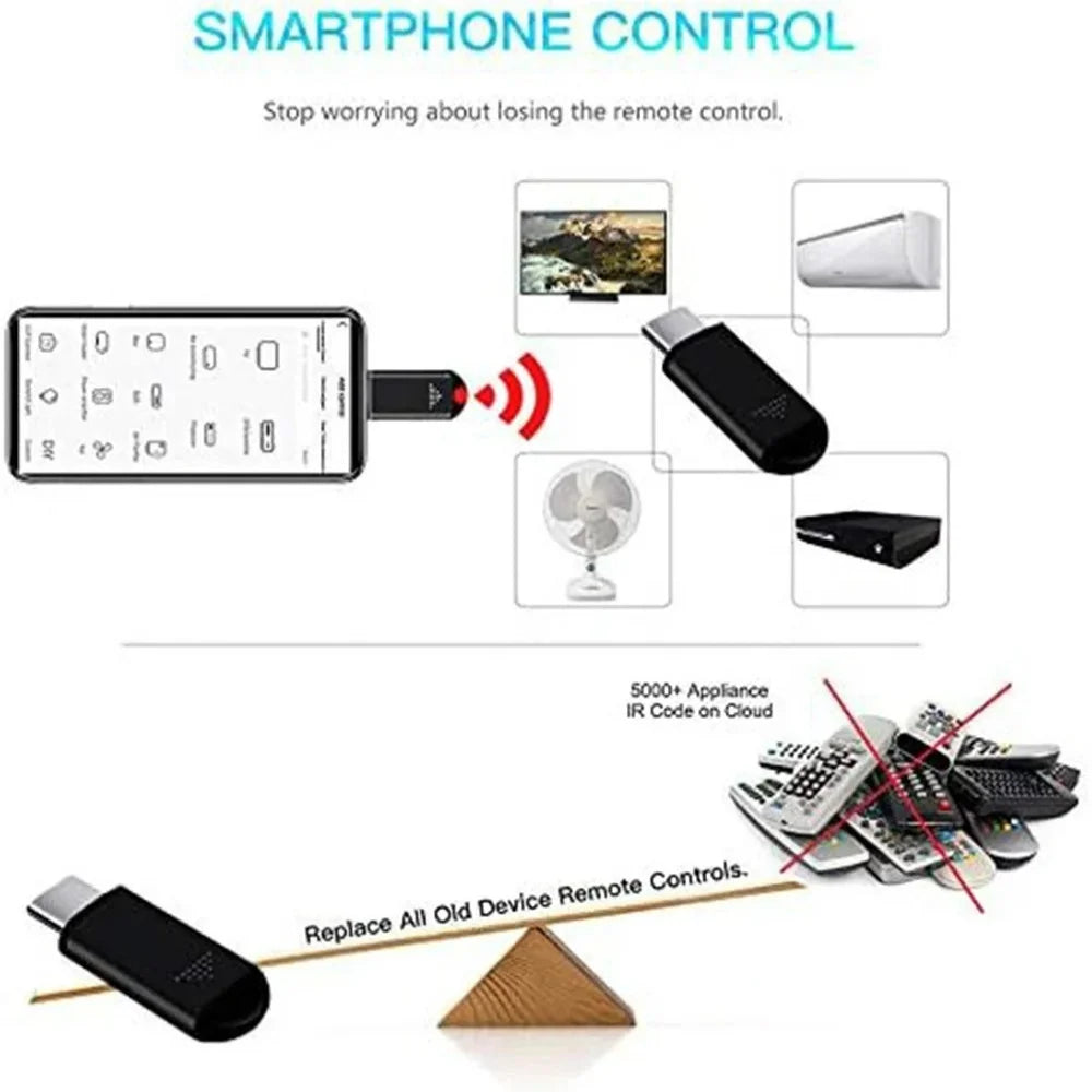 Mini IR Blaster Phone Infrared Remote Adapter | Smart Home IR Remote Adapter HIP