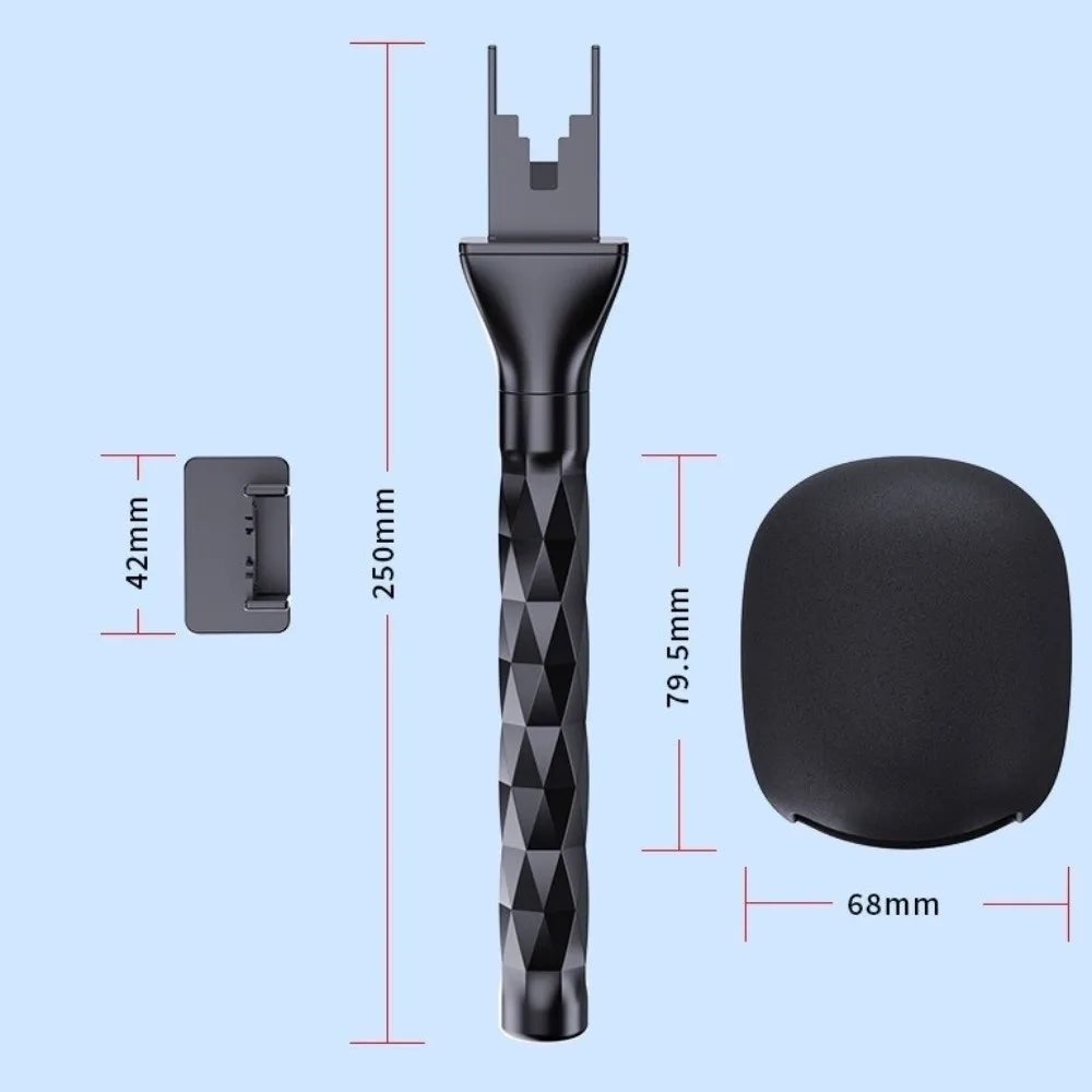 Lavalier Mic Handheld Grip Stick with Windproof Sponge – Black Microphone Grip Adaptor HIP