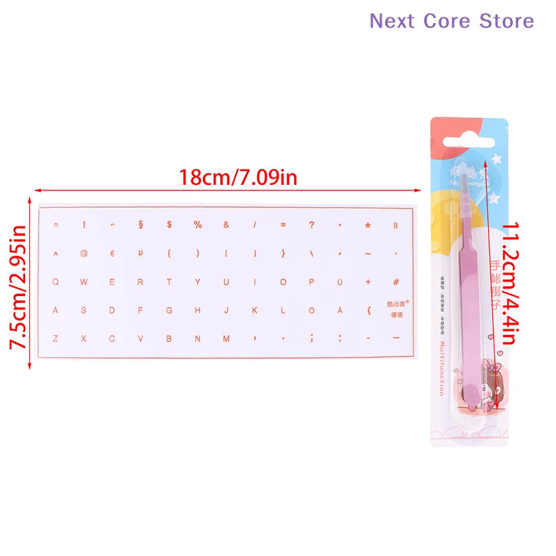 German Keyboard Stickers with Tweezers – Waterproof PVC Keyboard Stickers HIP