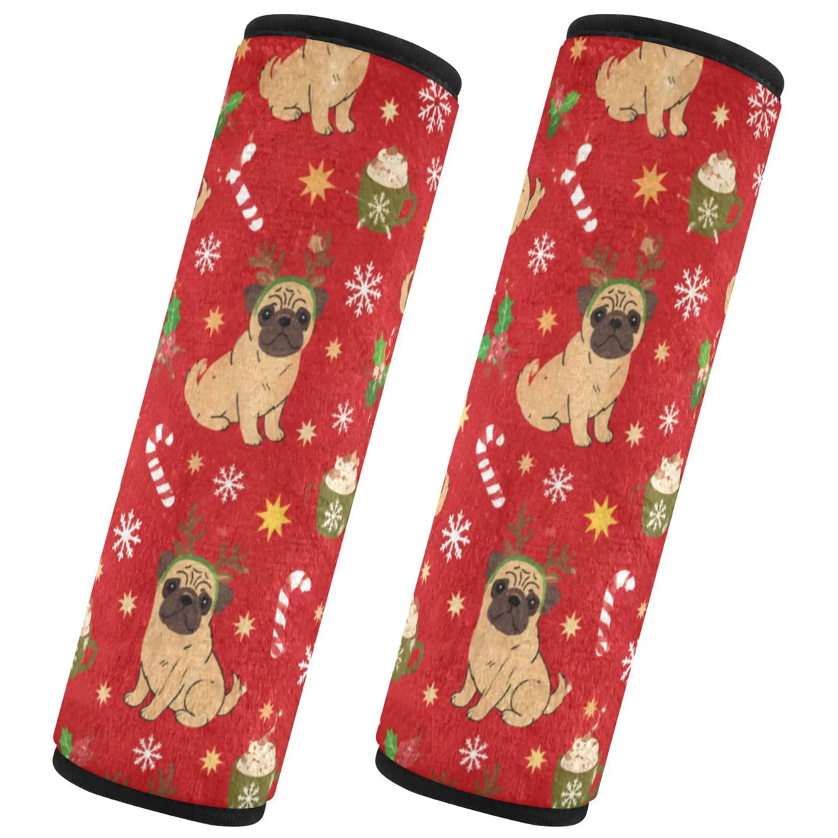 2-Pack Flannel Seat Belt Covers – Christmas Pug Pattern Seat Belt Cover HIP