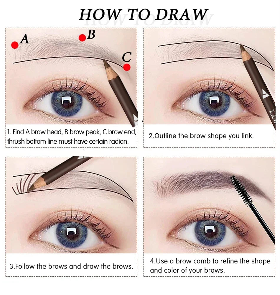 Waterproof Eyebrow Pencil Set 6 or 12 Pcs – 5 Shades Eyebrow Pencil Set HIP