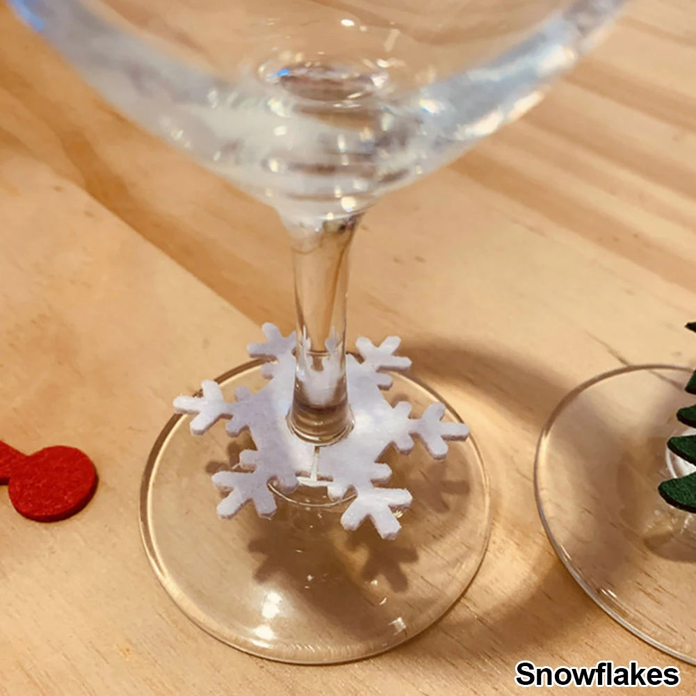 10pcs Christmas Cup Decoration Card Ring Home Decoration Felt Christmas Decoration New Year Party Supplies New Year 2023 Navidad HIP Snowflakes