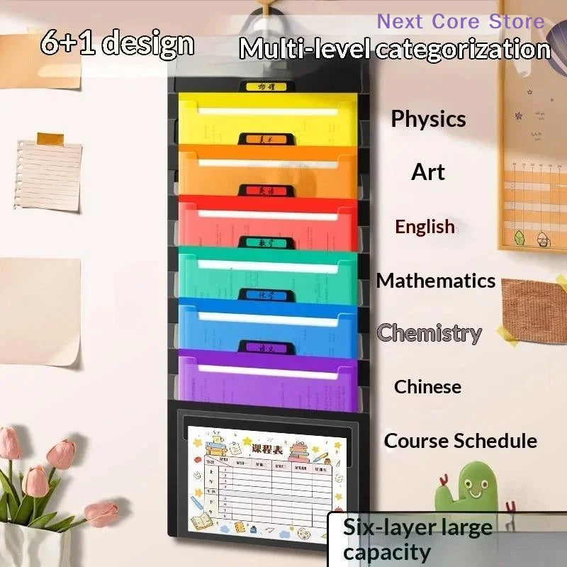 Rainbow 6-Pocket Hanging File Organizer – Wall Mount & Portable Hanging File Organizer HIP