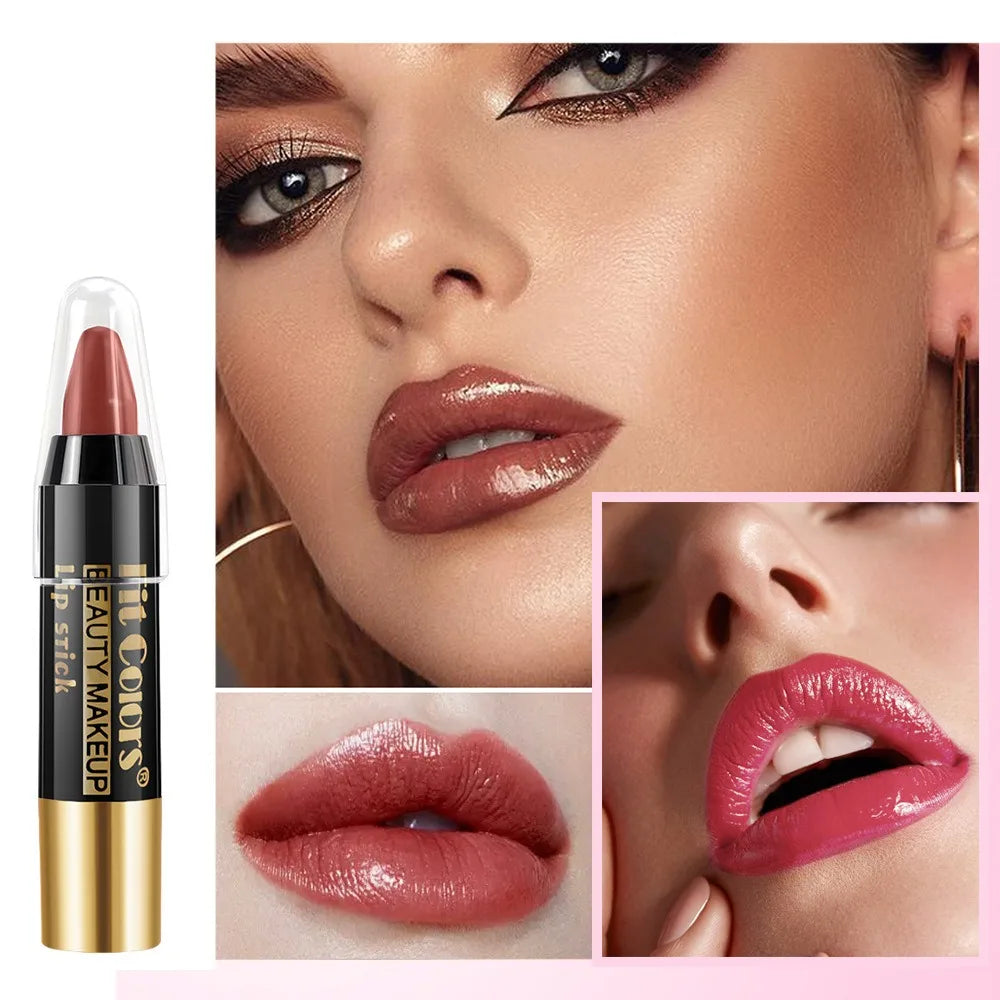 Mirror Brown Lipstick Pencil Moisturizing Waterproof Lasting Lipstick Crayon High Pigments Non-Stick Cup Lip Tint Pen Cosmetics HIP