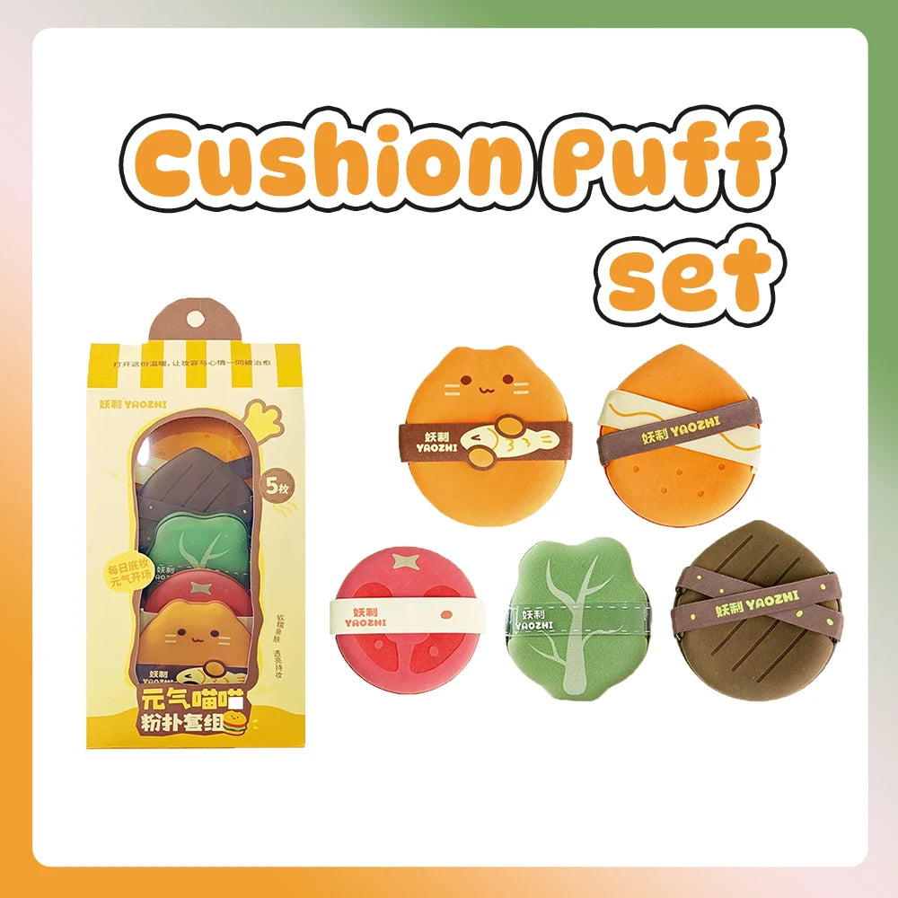 5-Piece Double-Sided Cushion Foundation Puff Set – Wet & Dry Makeup Sponge Puff HIP 5 pcs