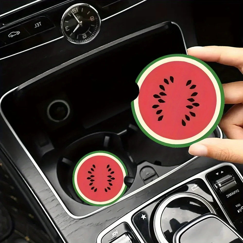 Watermelon Acrylic Car Cup Holder Coasters – 2-Pack Car Cup Holder Coaster HIP