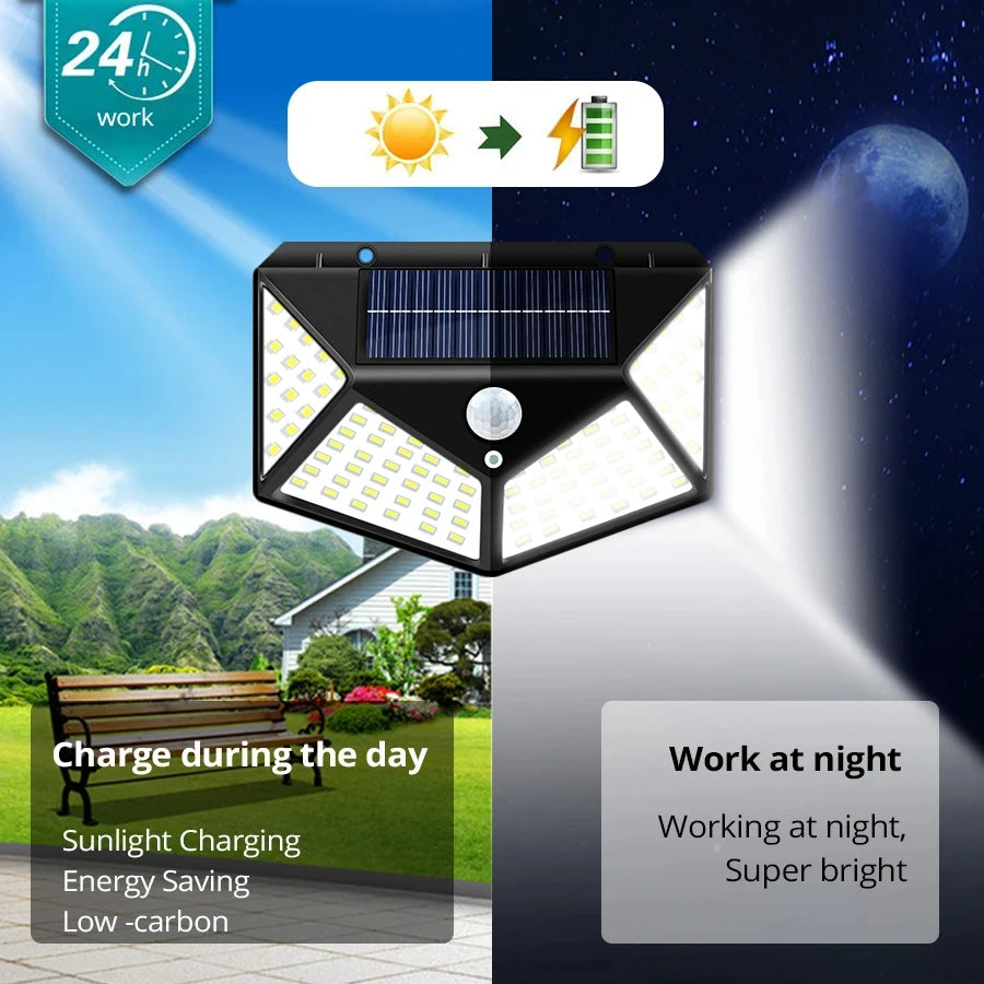 LED Solar Lights Outdoor Waterproof External Solar Lamp Motion Sensor Garden Lights Solar Power Sunlight Yard Wall Street Light HIP