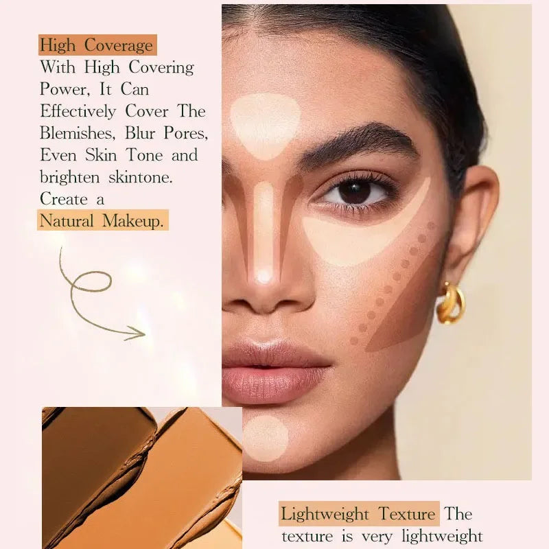 Matte Foundation Stick Oil Control Primer BB Cream Medium Coverage Light Bronzer Sculpt Face Outline Contour Brighten Concealer HIP