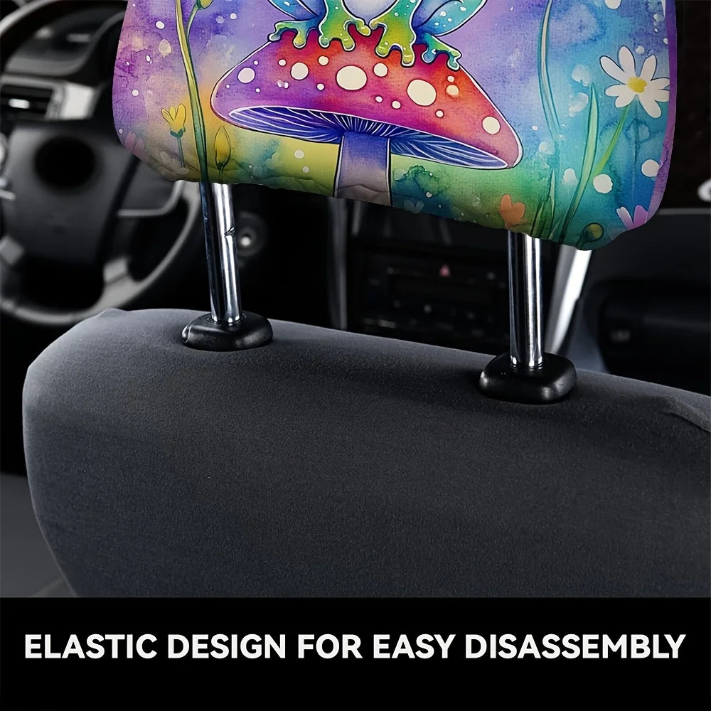 Cute Frog Car Headrest Covers Set of 2 – Polyester Print Car Headrest Covers HIP