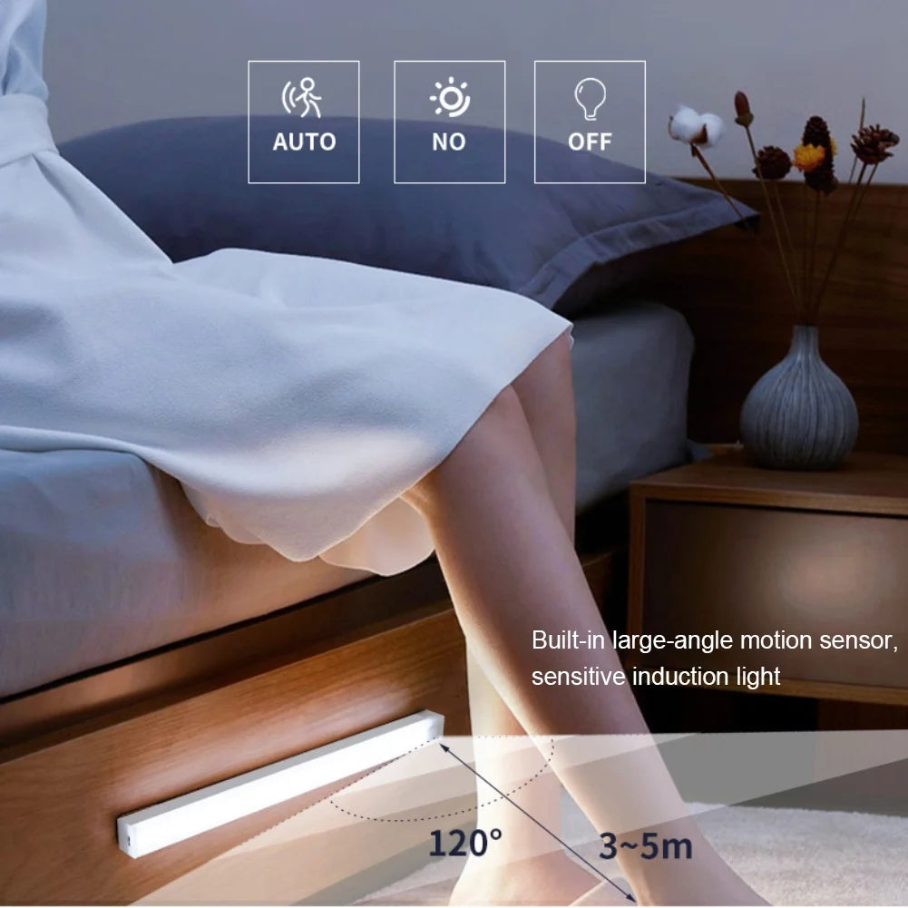 Motion Sensor Night Light USB Rechargeable 3-Color LED Strip Motion Sensor Night Light HIP