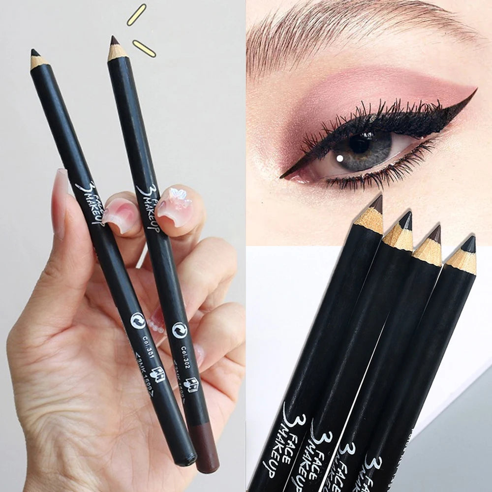 Waterproof Black Brown Eyeliner Brow Pencil Smudge Proof Lasting Dual Use Hard Tip for Precise Lines Beginner Friendly Makeup HIP